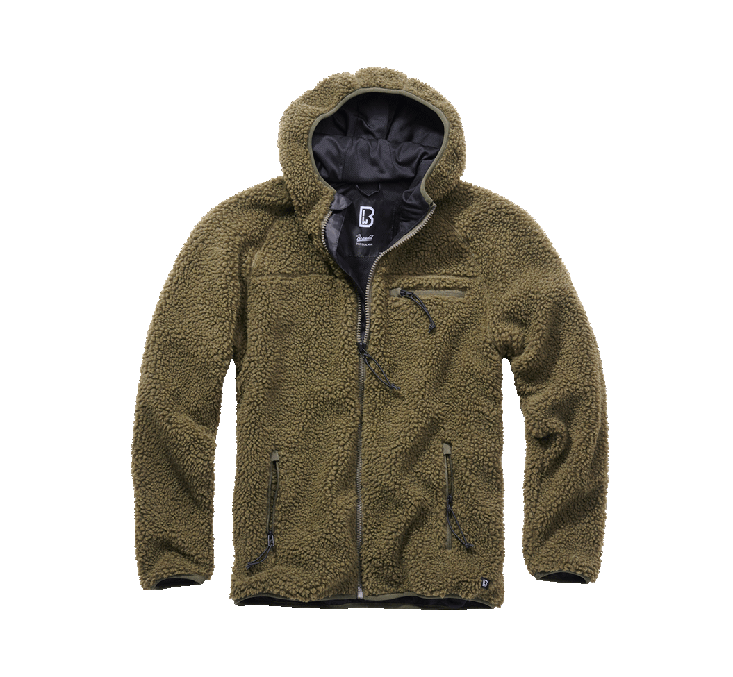 Brandit Teddyfleece Worker bunda flísová s kapucňou, olivová