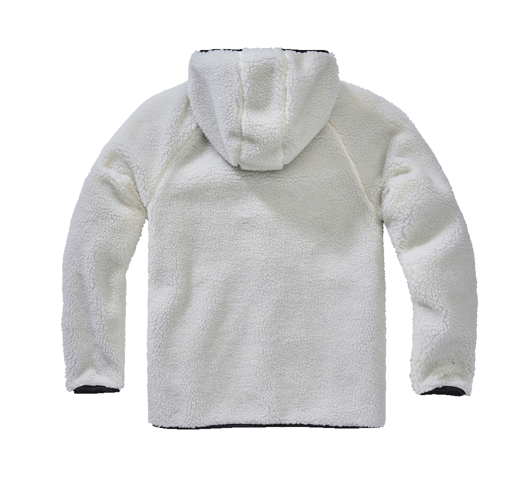 Brandit Worker bunda flísová s kapucňou Teddyfleece, biela