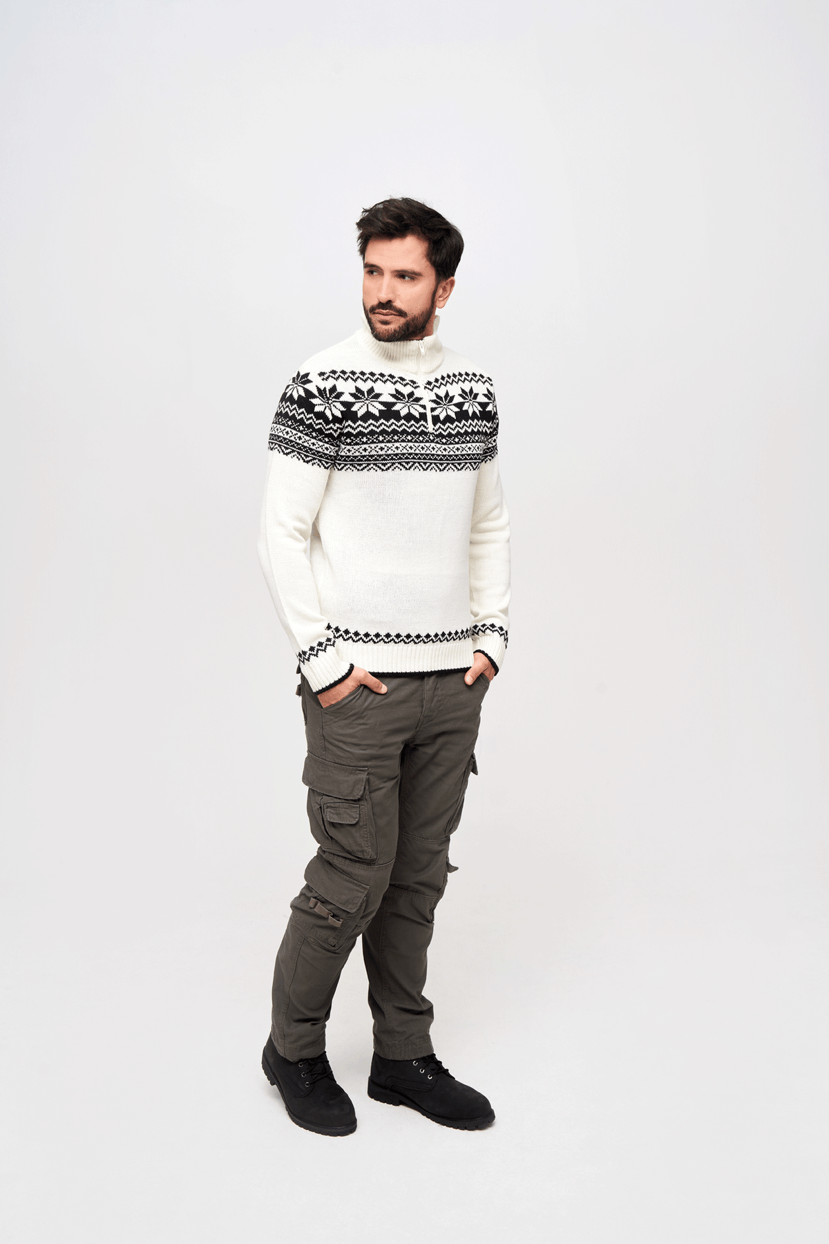 Brandit Norwegian Troyer sveter, biela
