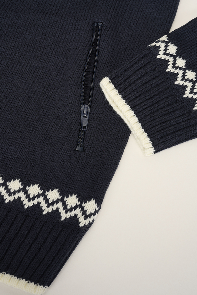 Brandit Norwegian sveter so zapínaním na zips, námornícka modrá