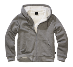 Brandit Sweatjacket Herren-Sweatshirt mit warmem Futter Teddylining, dunkelgrau meliert