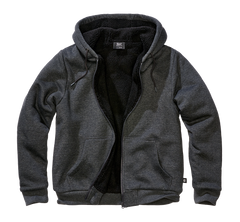 Brandit Sweatjacket Herren-Sweatshirt mit warmem Futter Teddylining, schwarz meliert