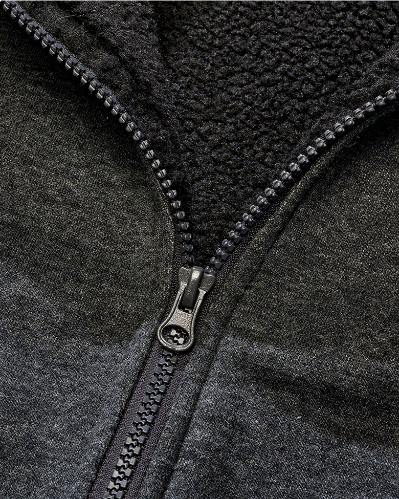 Brandit Sweatjacket pánska mikina s teplou podšívkou Teddylining, čierna melange