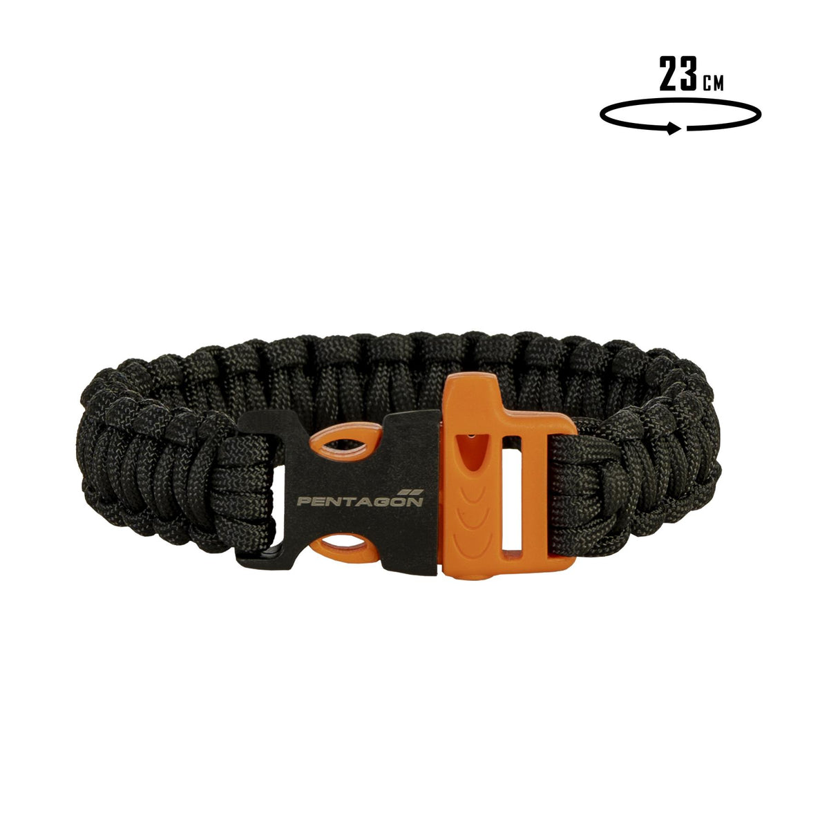 Pentagon Pselion Paracord Bracelet, Black