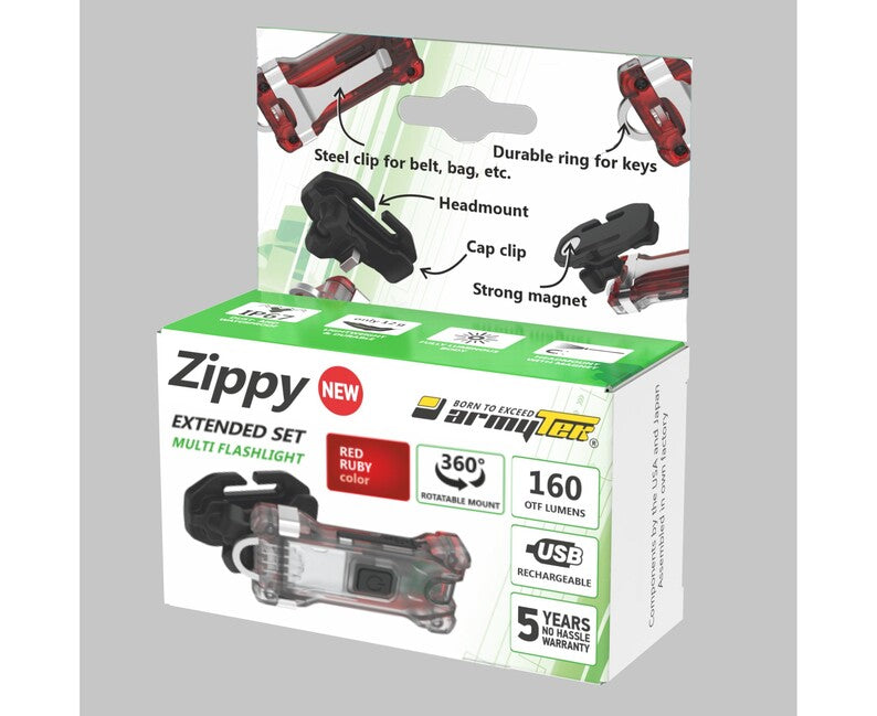 Armytek Zippy ES LED Set Flashlight and Keychain, Red