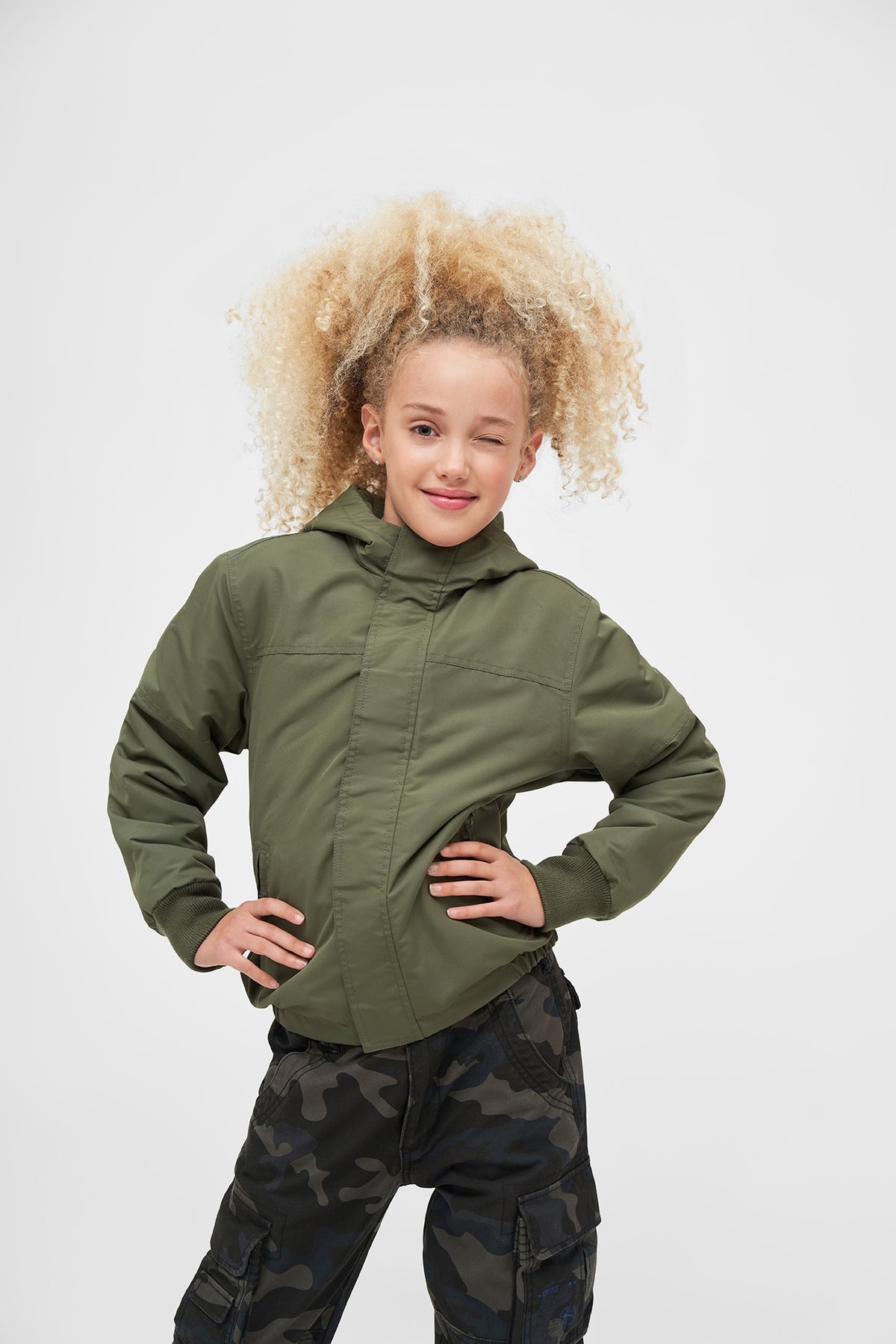 Brandit Windbreaker detská frontzip bunda, olivová
