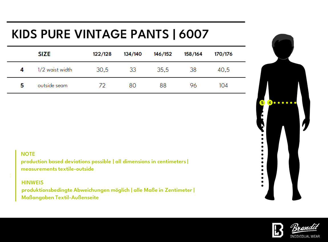 Veľkostná tabuľka Kids Pure Vintage Pants
