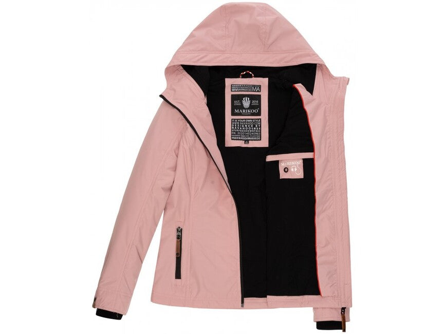 Marikoo BROMBEERE damen-übergangsjacke mit kapuze, powder rose