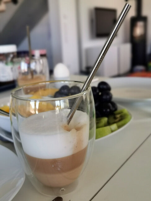 BasicNature Stainless Steel Straw Set 4 Pieces