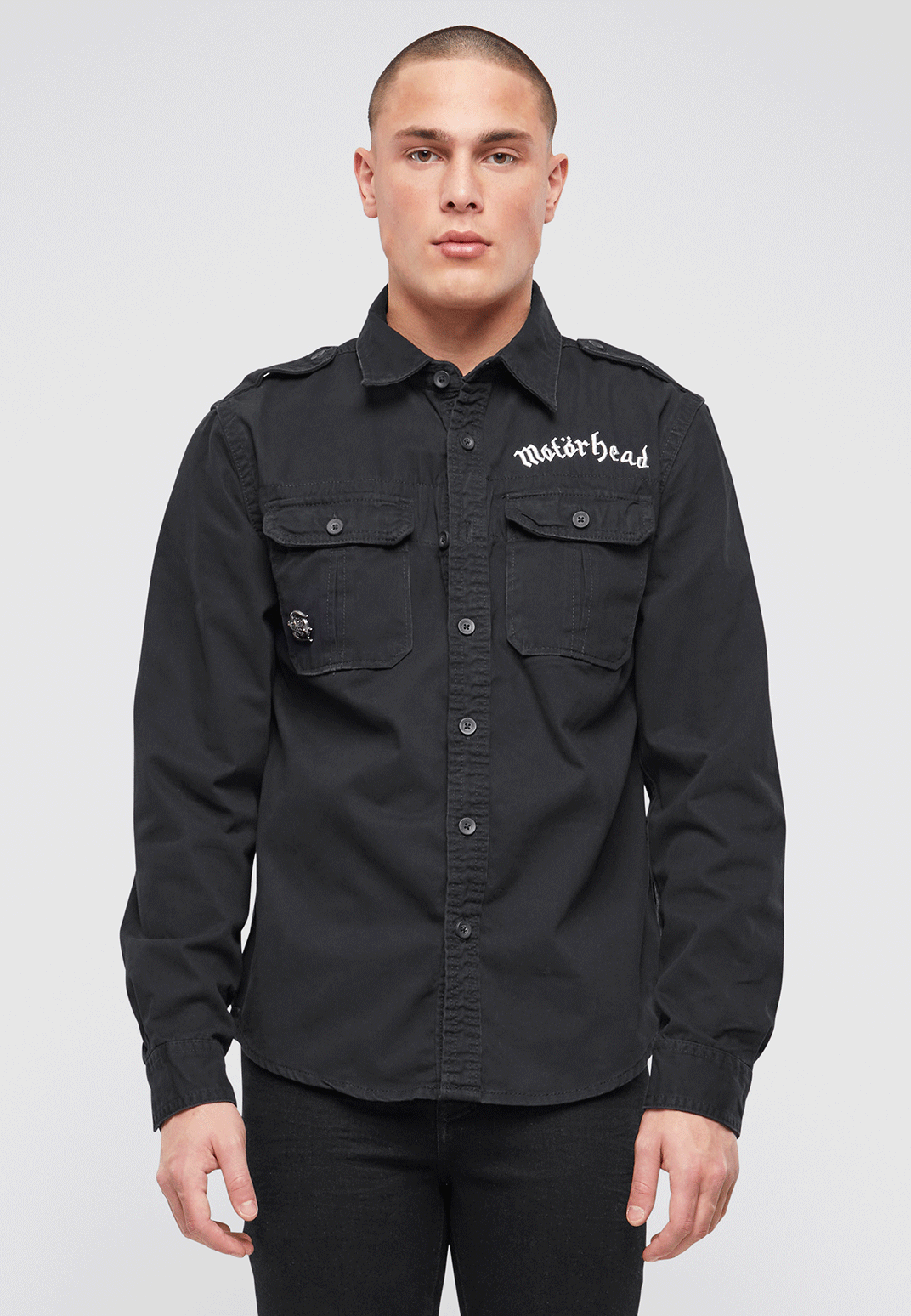 Brandit Motörhead Vintage košeľa s dlhými rukávmi, čierna