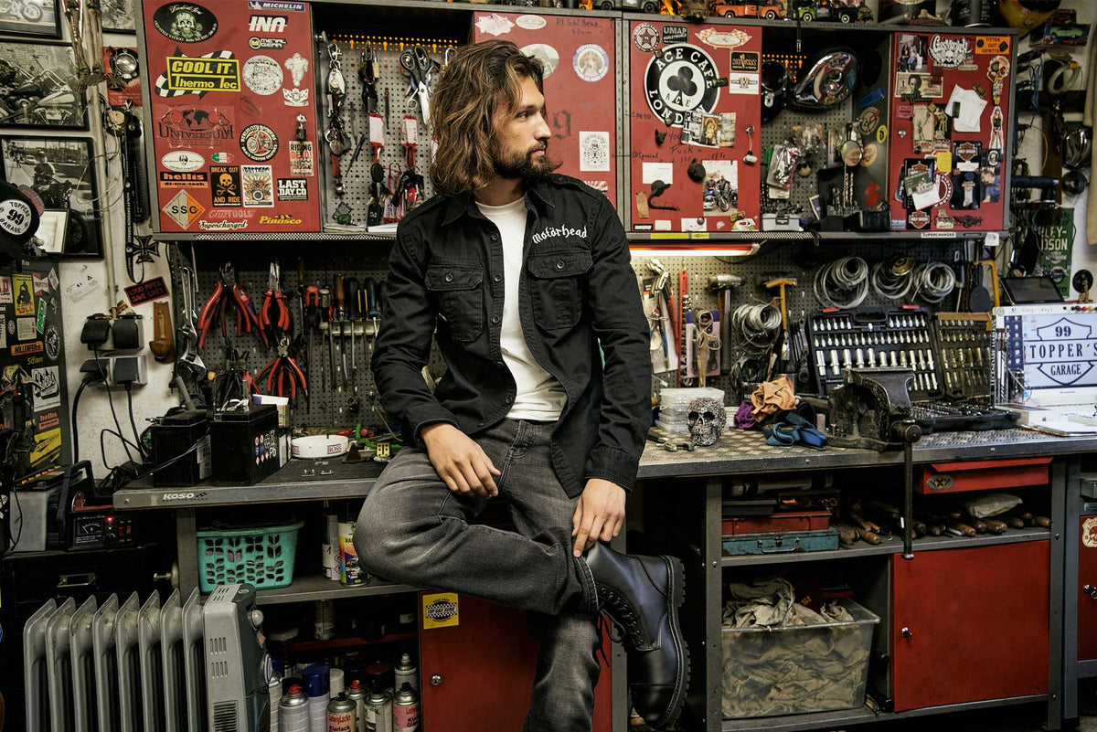 Brandit Motörhead Vintage košeľa s dlhými rukávmi, čierna