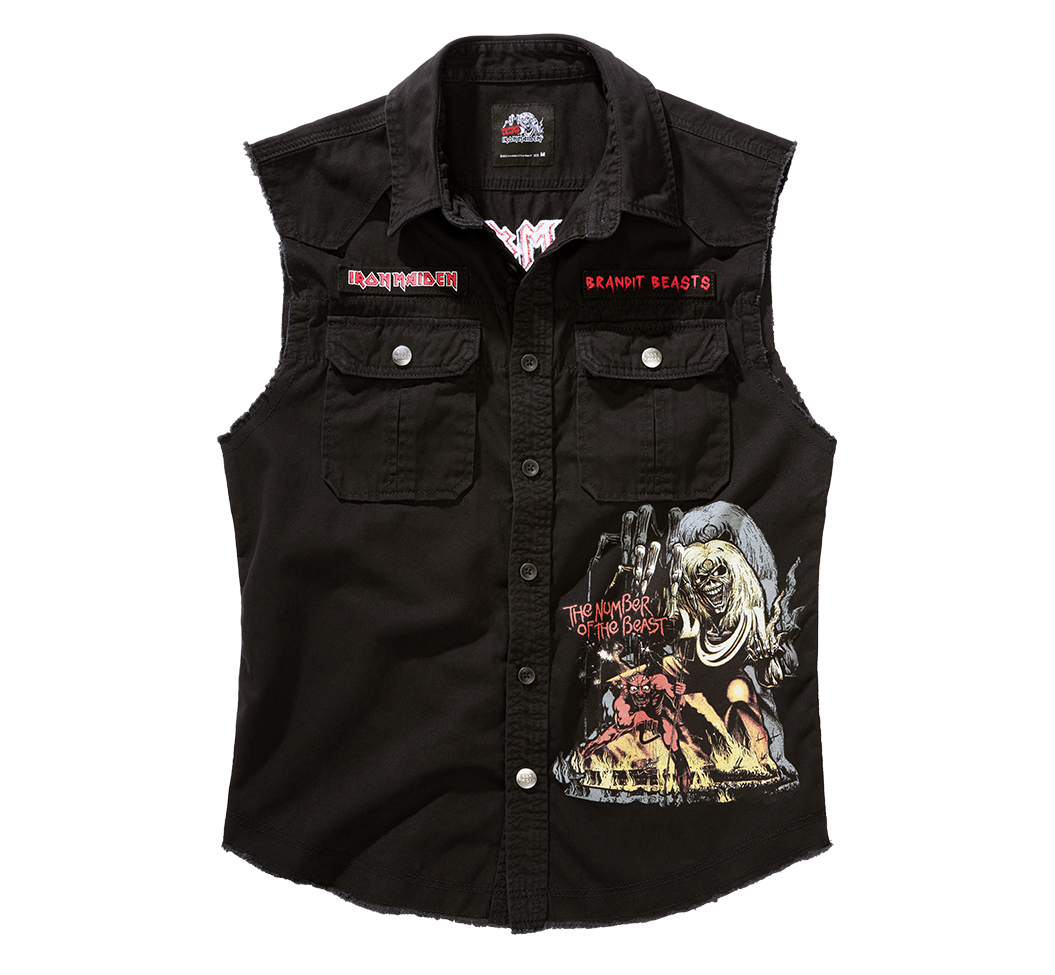 Brandit Iron Maiden NOTB vintage košeľa bez rukávov, čierna