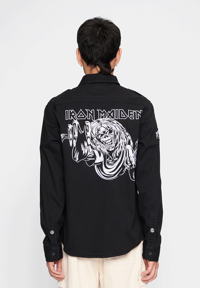 Brandit Iron Maiden Eddy košeľa s dlhými rukávmi Vintage, čierna