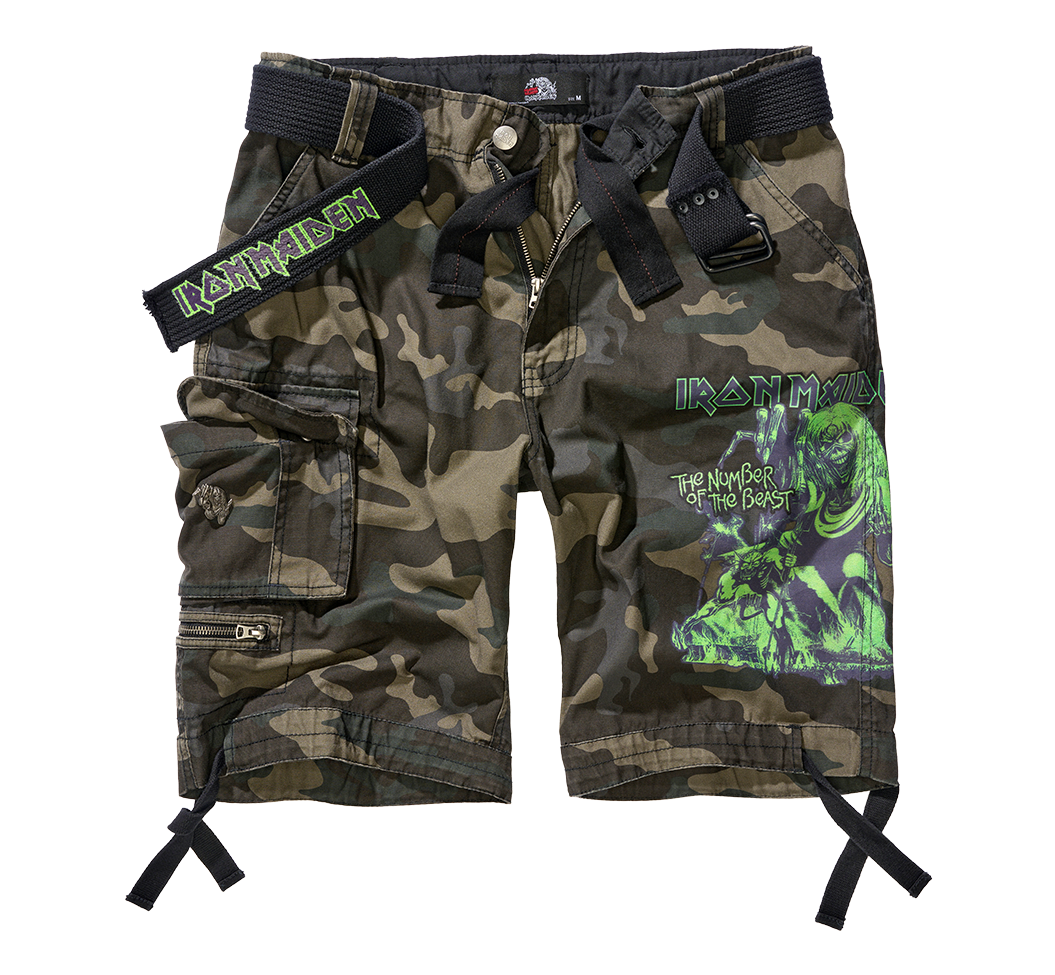 Brandit Iron Maiden The Number of The Beast kraťasy Savage, darkcamo