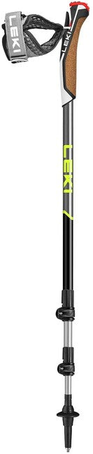 LEKI Traveller Alu Μπατόν Nordic Walking, μαύρο-ασημί γκρι-νέον κίτρινο, 90 - 130 cm