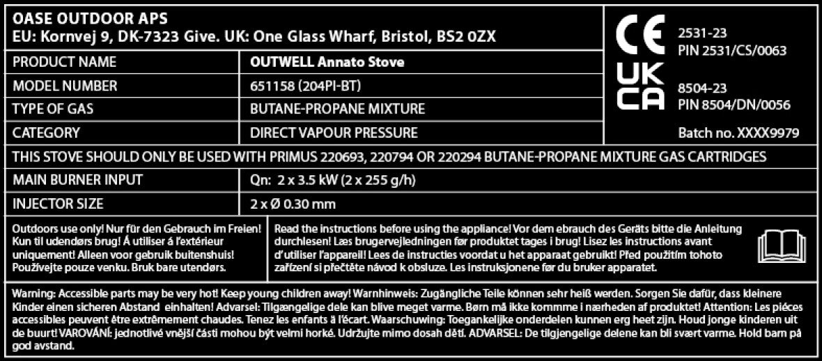 Outwell Anatto Gas Kocher