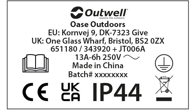 Outwell Konversionsstecker Opus 0.3 Mtr. - UK