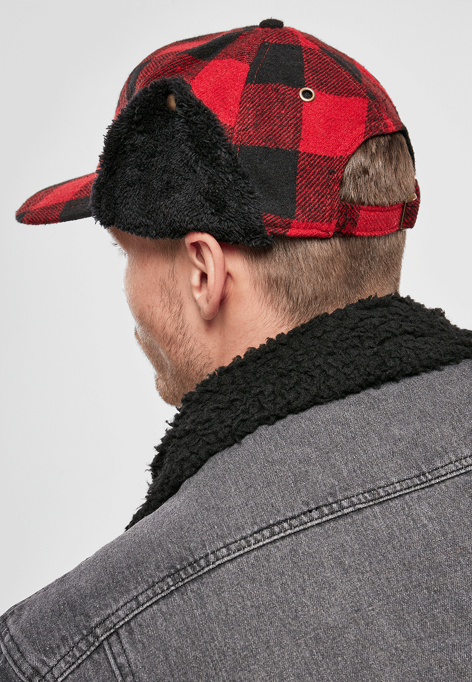 Brandit Lumberjack zimná čiapka, červeno čierna