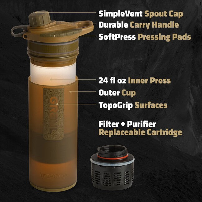 GRAYL GeoPress Purifier φιάλη φιλτραρίσματος, Coyote Brown