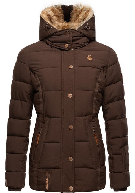 Marikoo Nekoo damen-Winterjacke mit Kapuze, dark choco