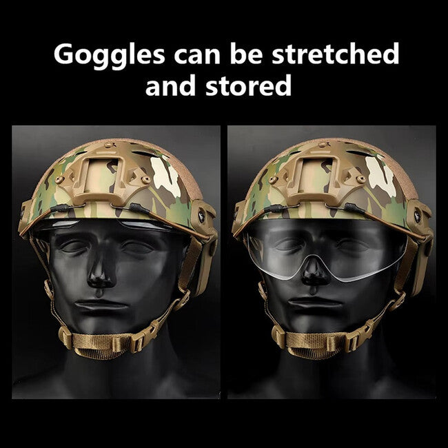 DRAGOWA Tactical Fast PJ Tactical Helmet with Bolt Goggles, AT