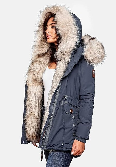 Navahoo SWEETY damen Winterjacke mit Kapuze, blau
