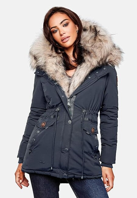 Navahoo SWEETY damen Winterjacke mit Kapuze, blau