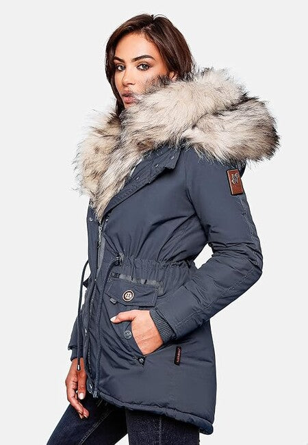 Navahoo SWEETY damen Winterjacke mit Kapuze, blau