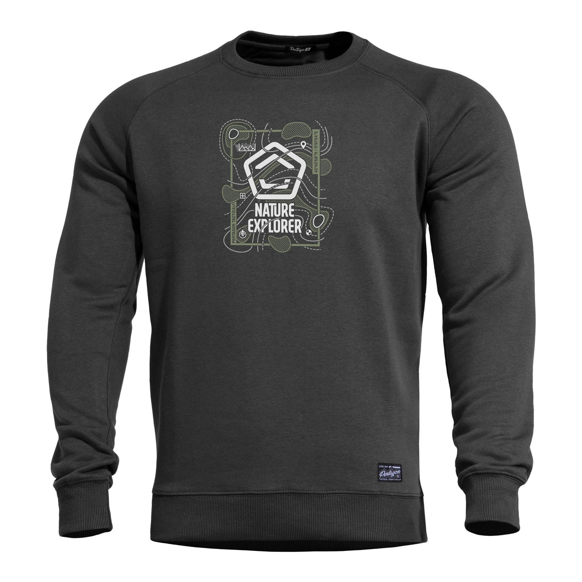Pentagon Nature Explorer Herren-Sweatshirt ohne Kapuze, schwarz