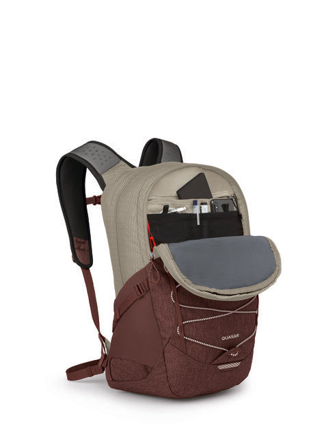 Osprey Quasar 28 City Backpack, Sawdust Tan/Raisin Red