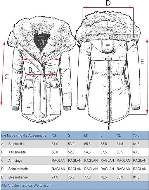 Navahoo SWEETY damen Winterjacke mit Kapuze, blau