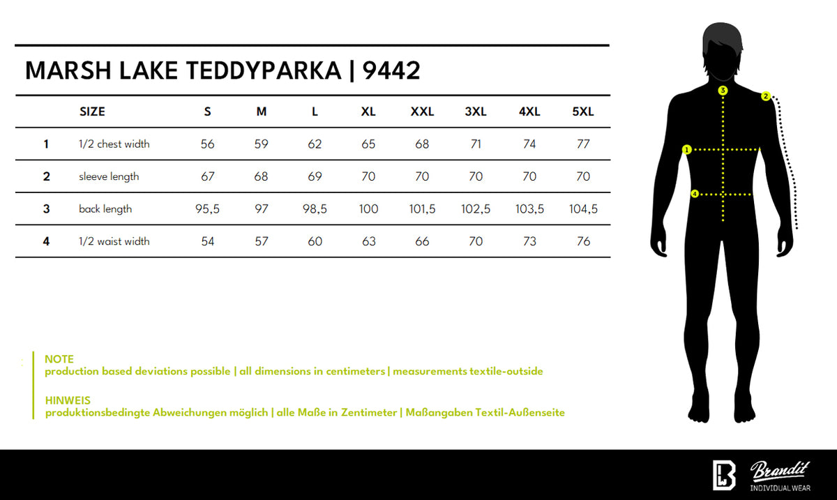 Veľkostná tabuľka Marsh Lake Teddyparka