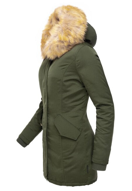 Marikoo Karmaa damen-winterjacke mit kapuze, oliv