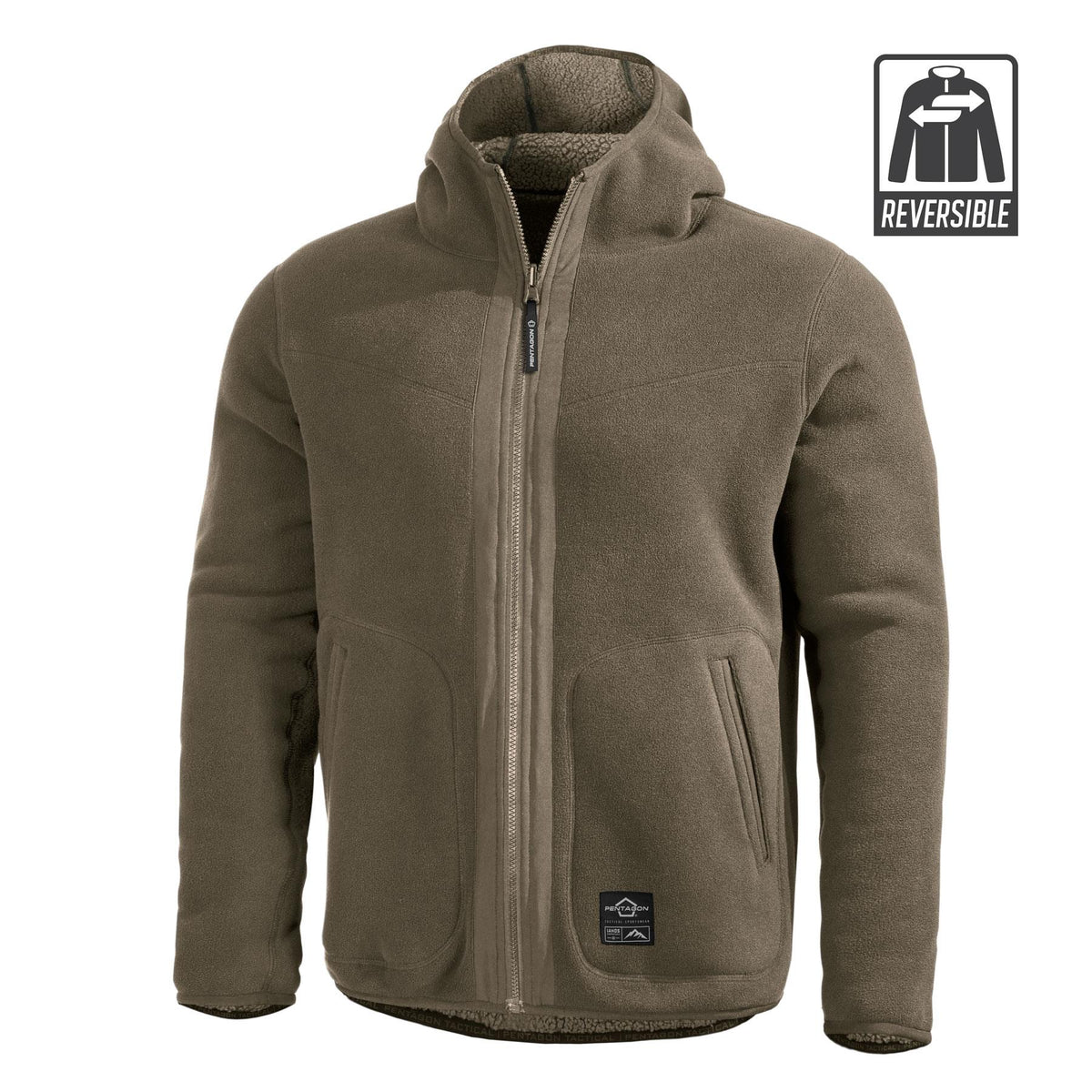 Pentagon Ianos Sherpa Herren-Wende-Fleecejacke, khaki/grün
