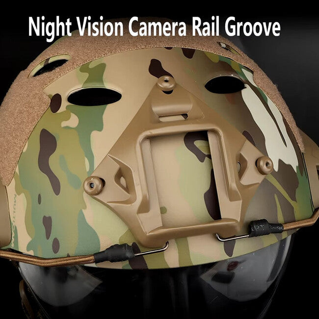 DRAGOWA Tactical Fast PJ Tactical Helmet with Bolt Goggles, CP (uncertified)