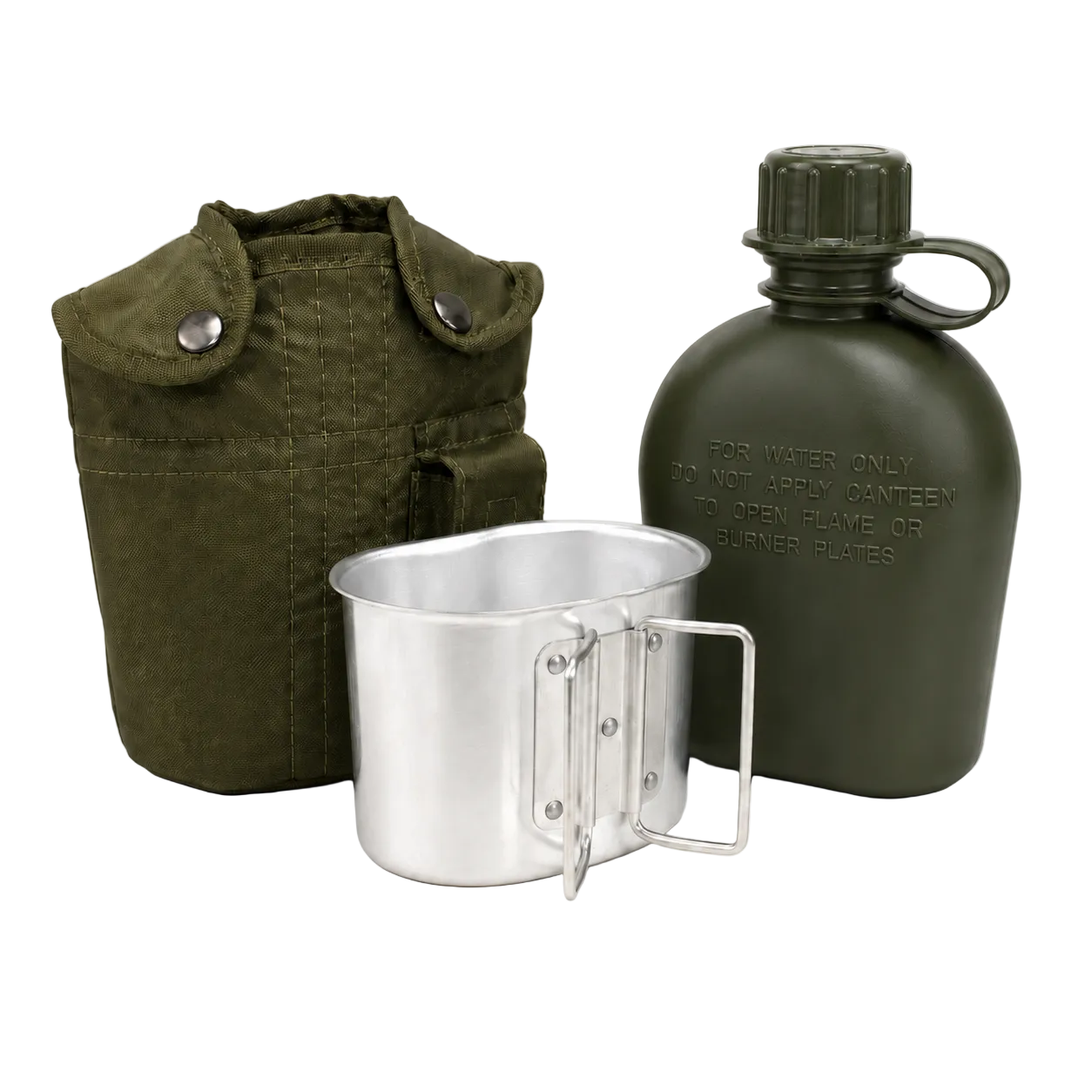 Dragowa Tactical Feldflasche mit ALU-Schale 1L, grün