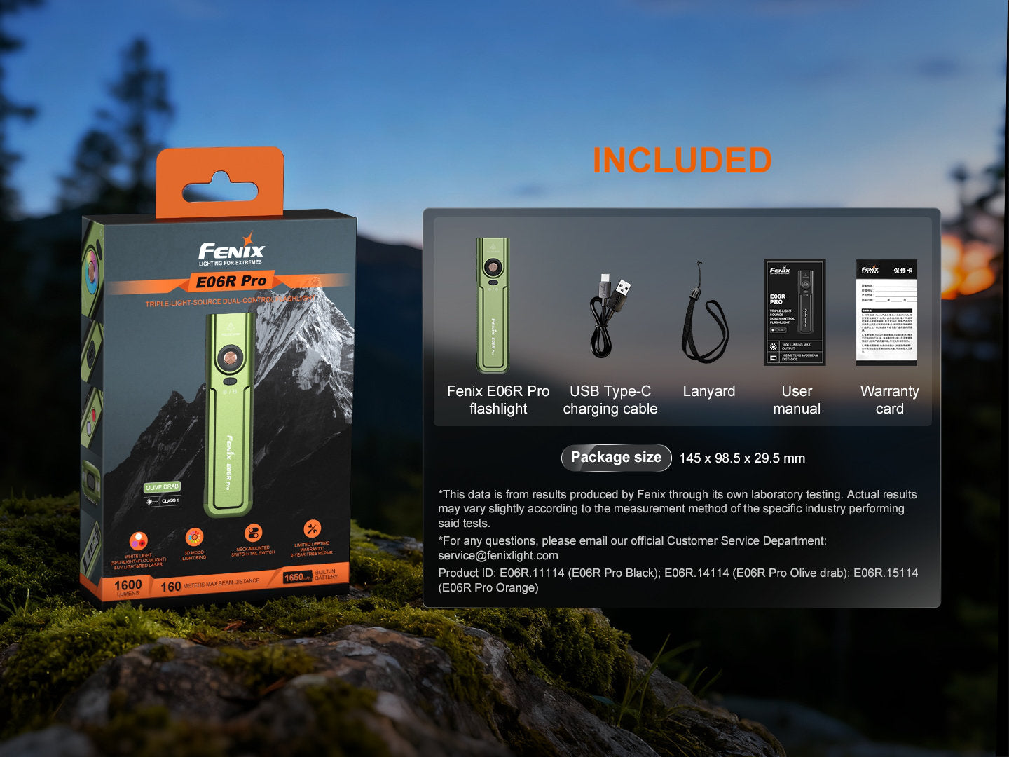 Fenix E06R PRO nabíjateľná EDC baterka, zelená