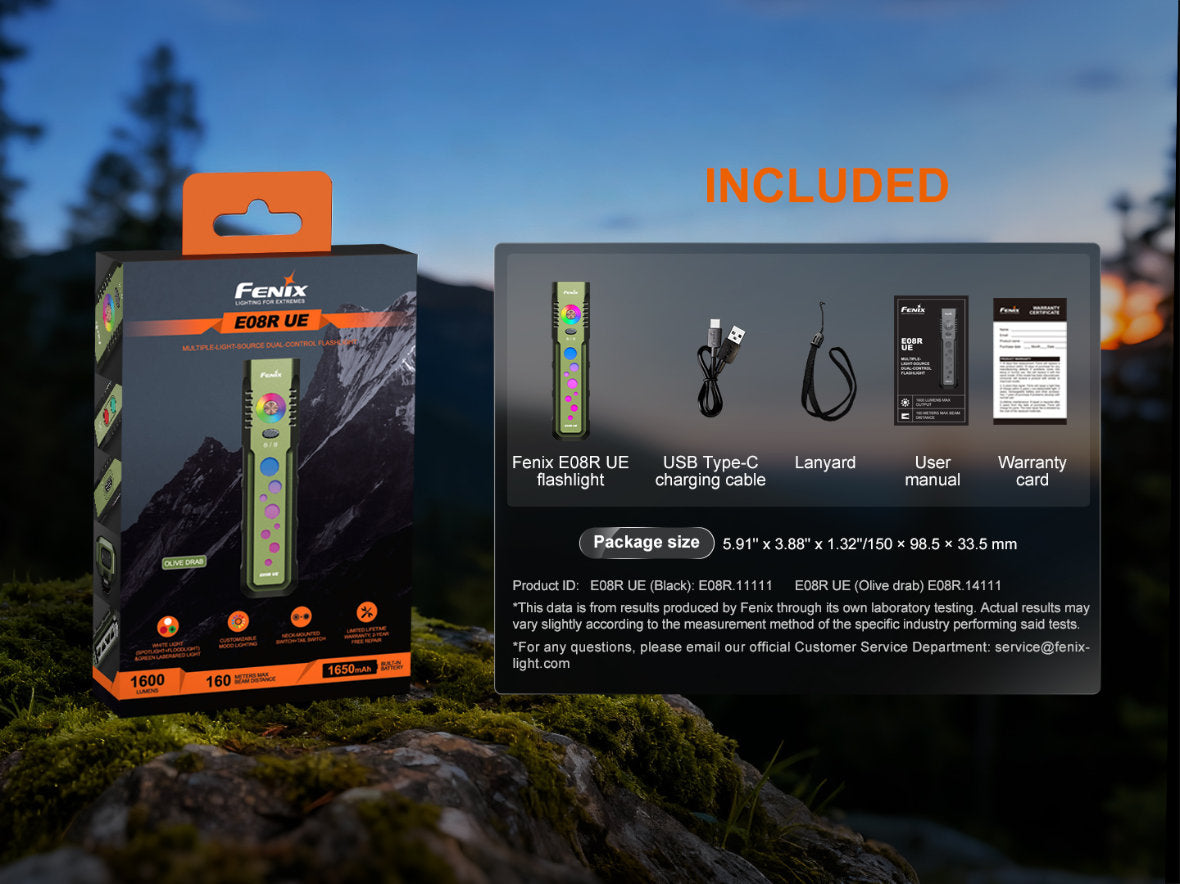 Fenix E08R UE nabíjateľné svietidlo, zelená