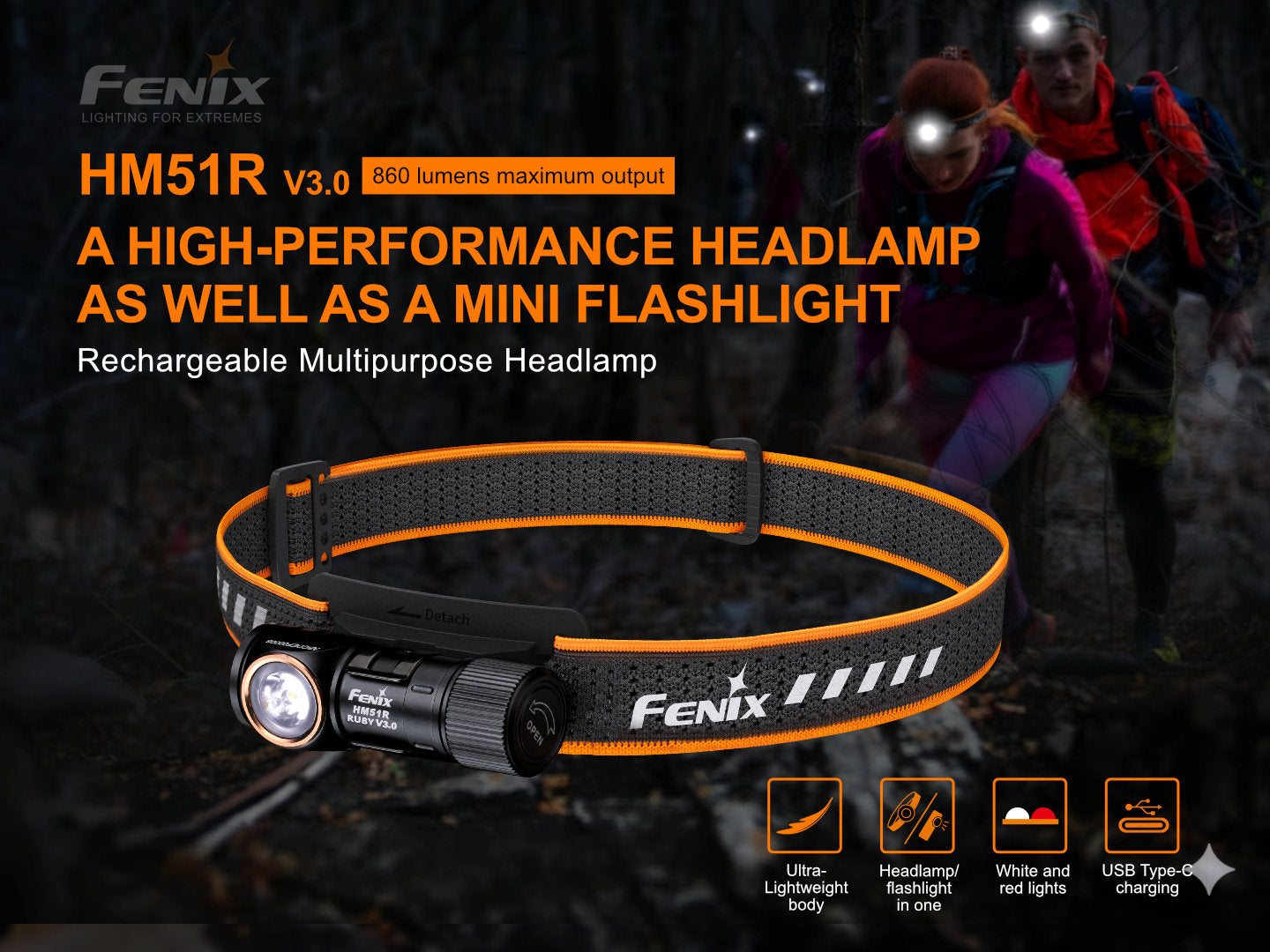 Fenix HM51R Ruby V3.0 nabíjateľná čelovka