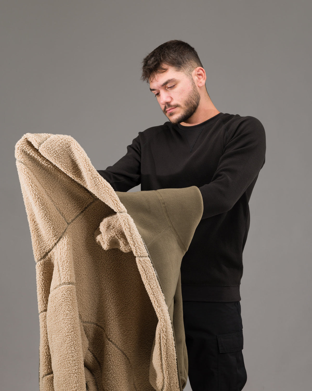Pentagon Ianos Sherpa Herren-Wende-Fleecejacke, khaki/grün