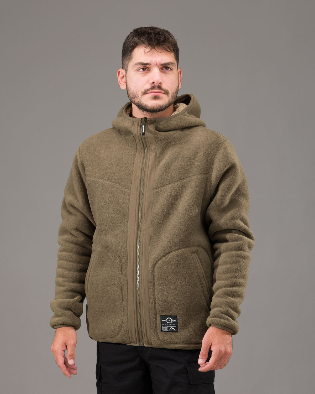 Pentagon Ianos Sherpa Herren-Wende-Fleecejacke, khaki/grün