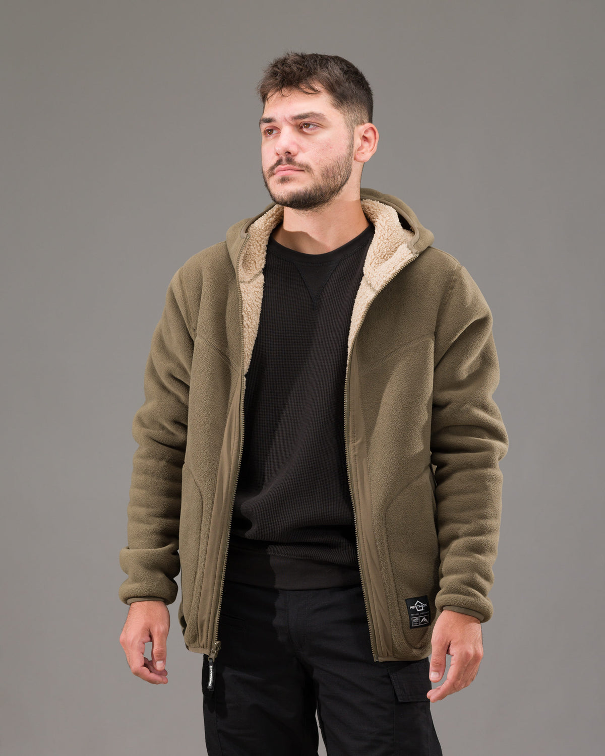 Pentagon Ianos Sherpa Herren-Wende-Fleecejacke, khaki/grün