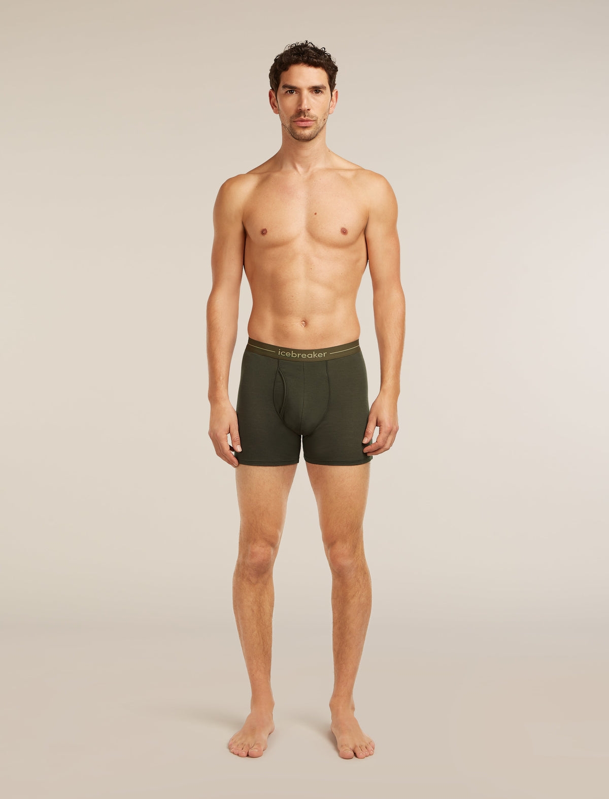 Icebreaker Anatomica pánske boxerky s otvorom, tmavozelená