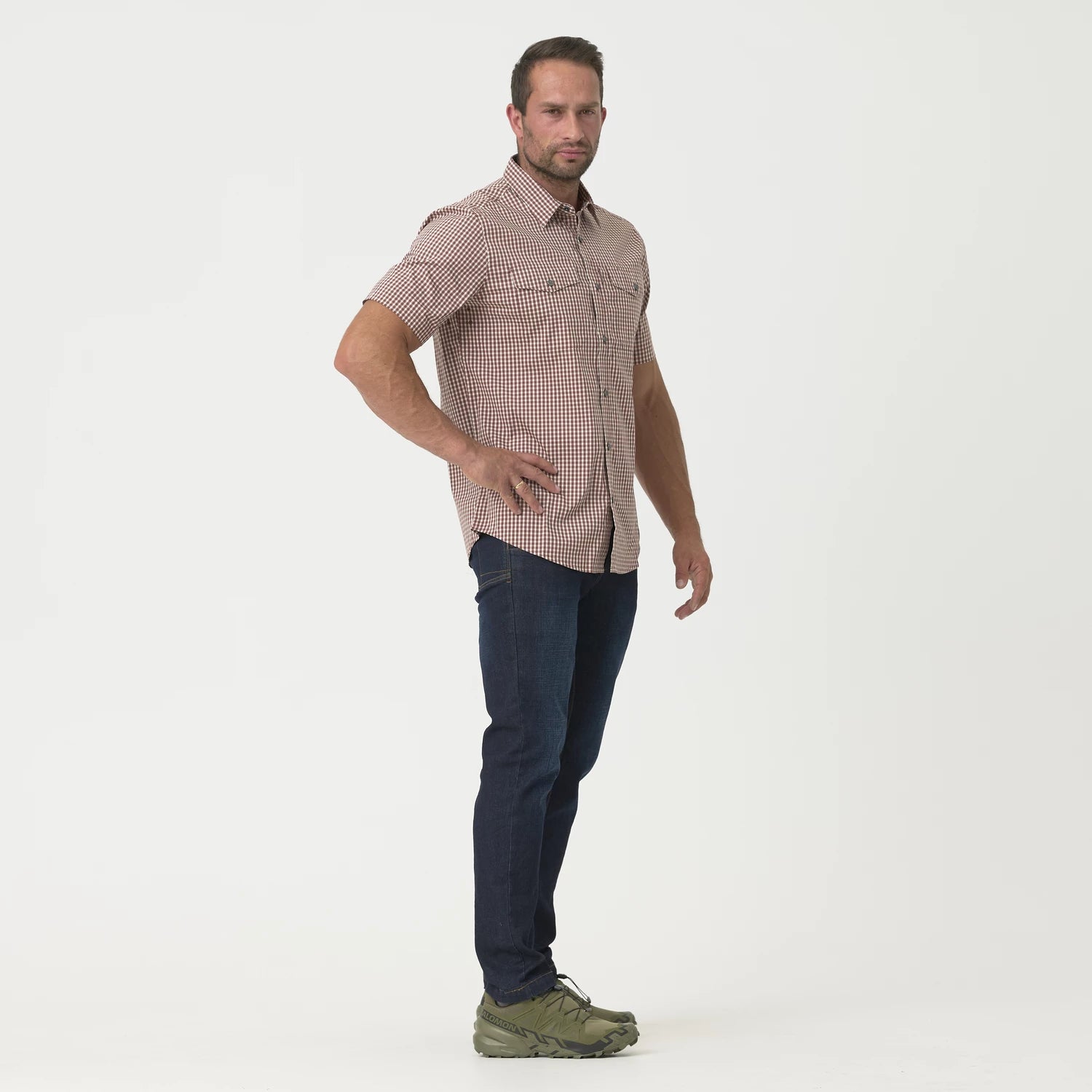 Helikon-Tex Covert Concealed Carry košeľa taktická s krátkym rukávom, károvaná kráľovská modrá – detail 1