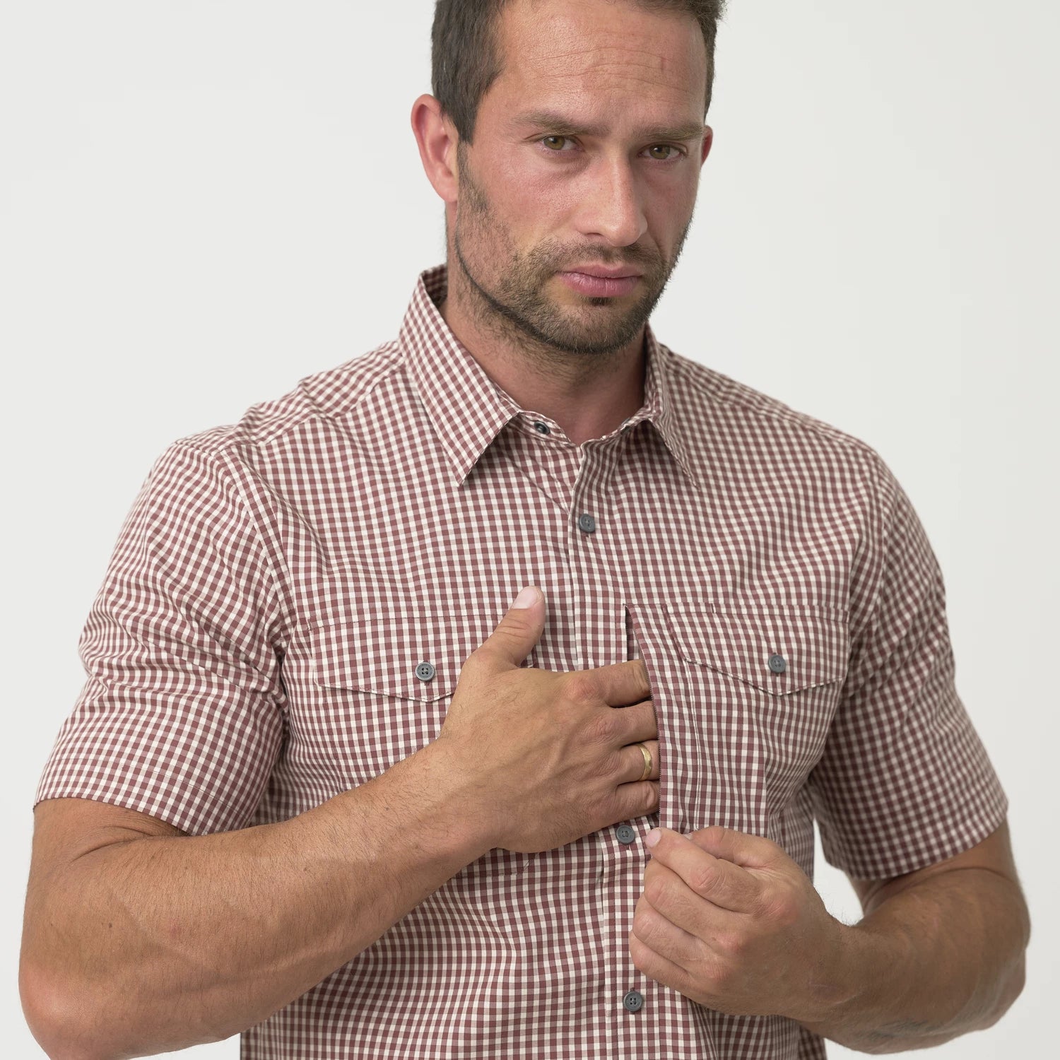 Helikon-Tex Covert Concealed Carry košeľa taktická s krátkym rukávom, károvaná kráľovská modrá – detail 3