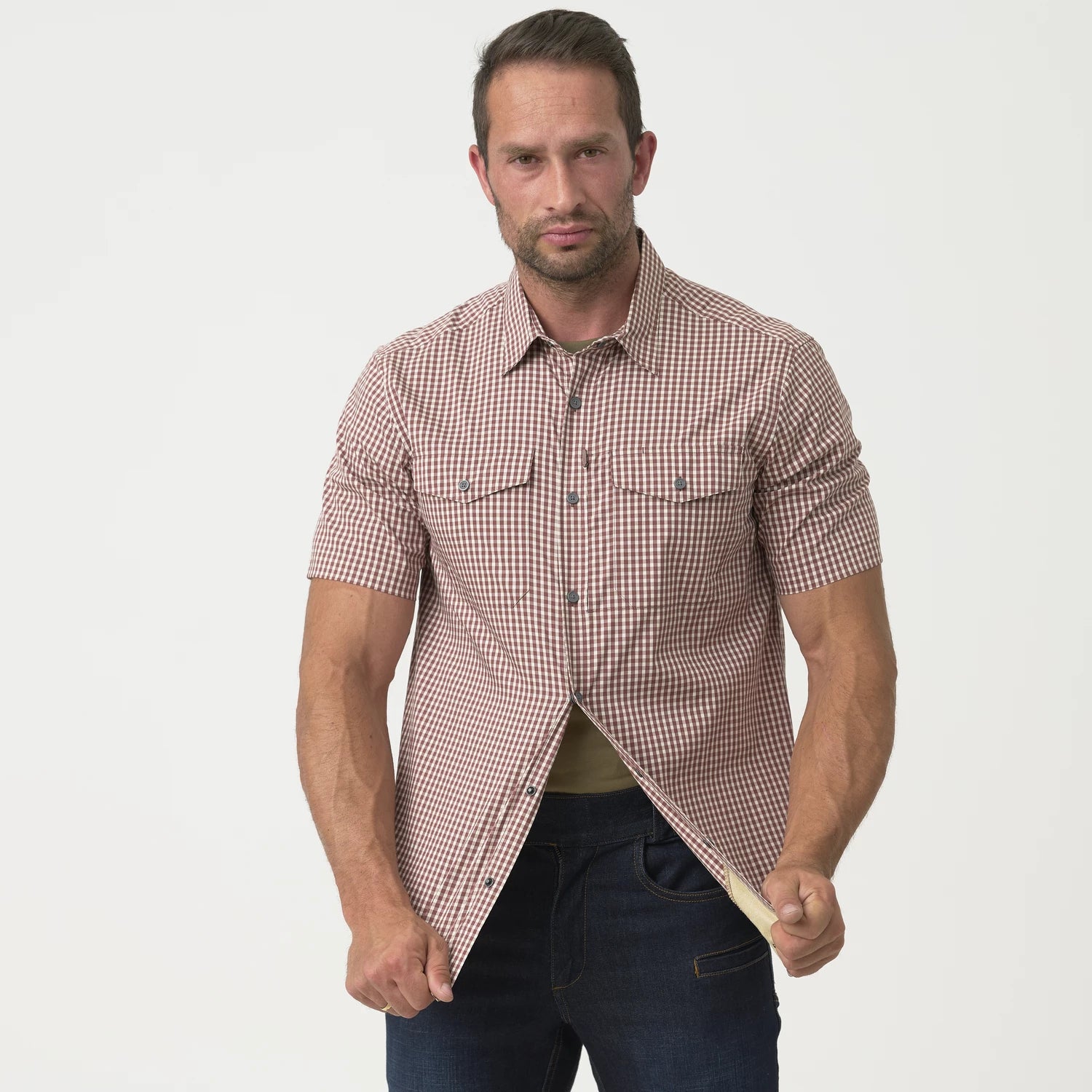 Helikon-Tex Covert Concealed Carry košeľa taktická s krátkym rukávom, károvaná kráľovská modrá – detail 6