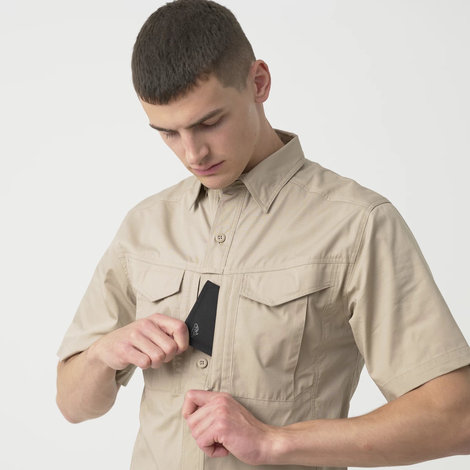 Helikon-Tex DEFENDER Mk2 košeľa s krátkym rukávom PolyCotton Ripstop, čierna – detail 3