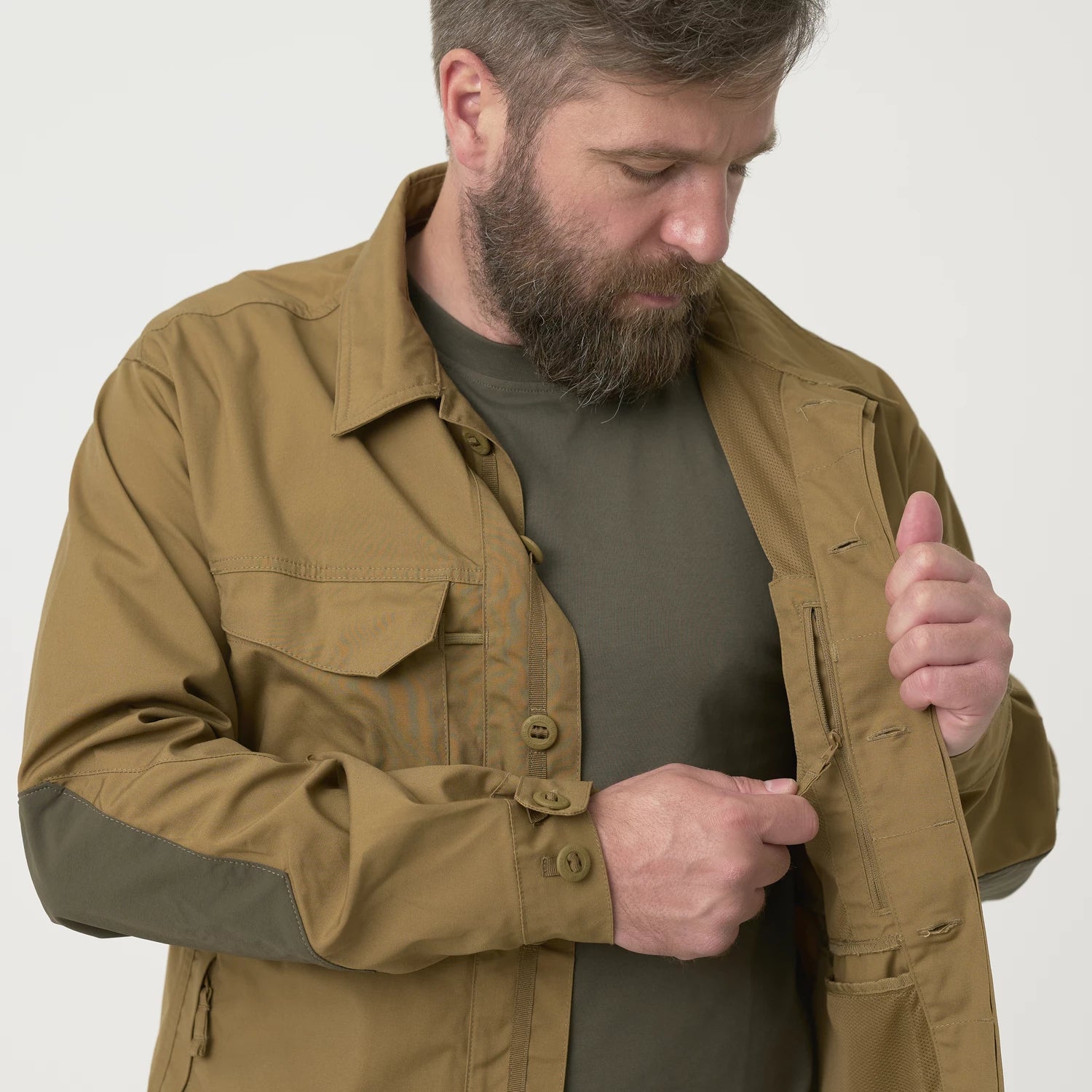 Helikon-Tex WOODSMAN košeľa, Coyote / Taiga Green – detail 2