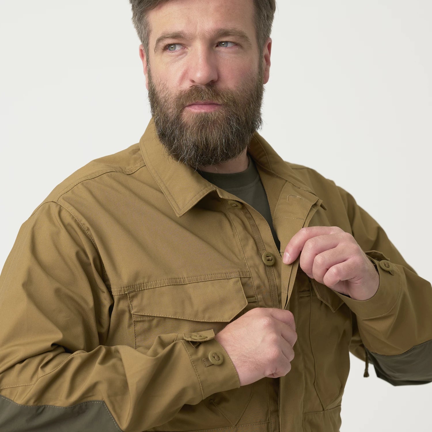 Helikon-Tex WOODSMAN košeľa, Coyote / Taiga Green – detail 4