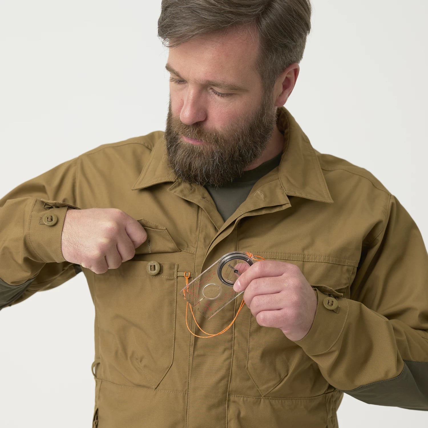 Helikon-Tex WOODSMAN košeľa, Coyote / Taiga Green – detail 8